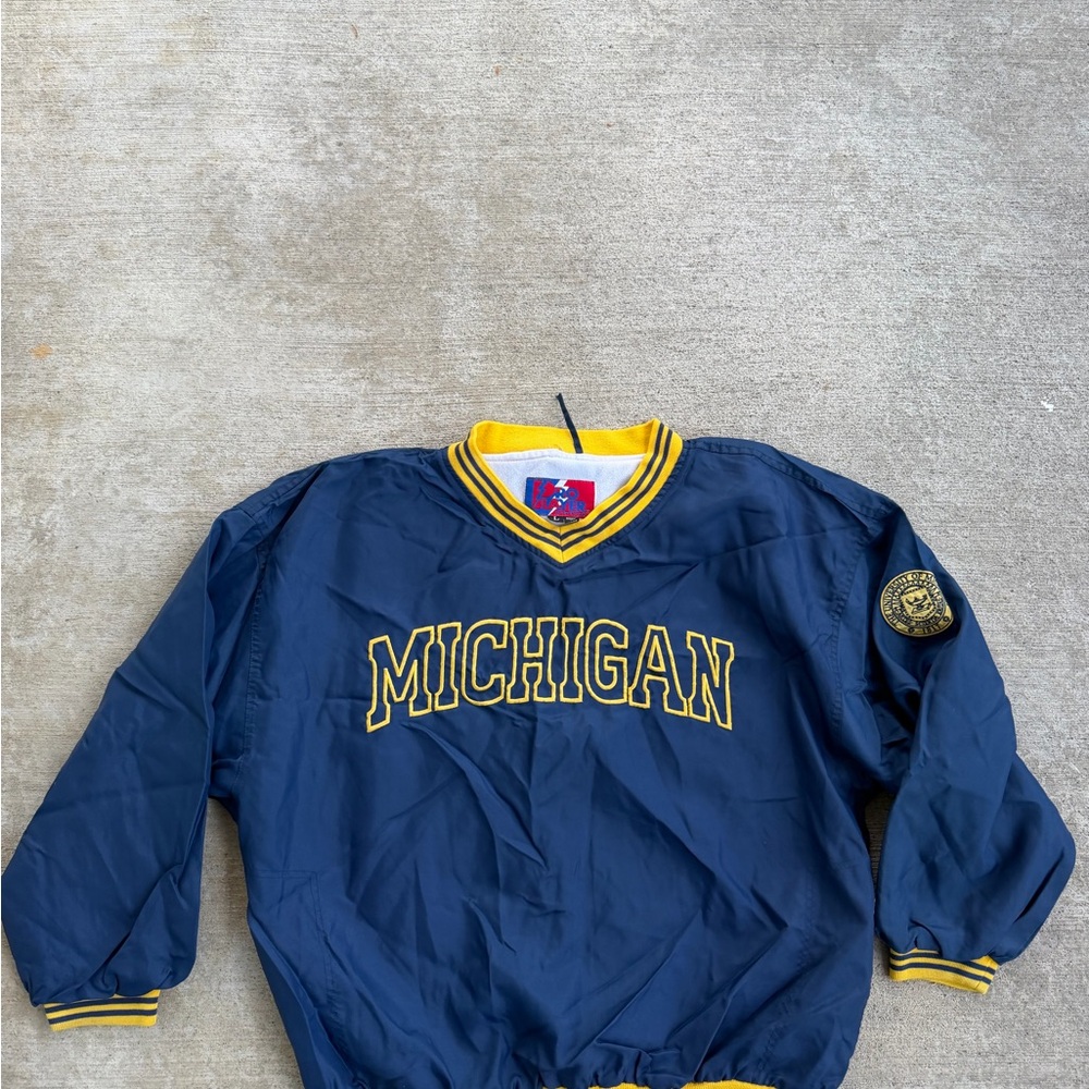Vintage Pro Player Michigan Wolverines Men Size L Jersey Pullover Insulated